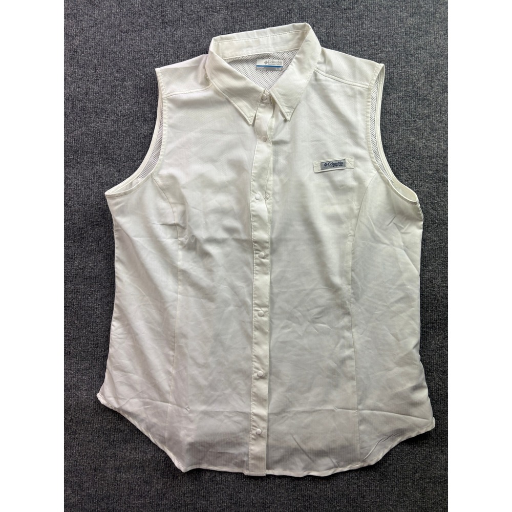 Columbia PFG Sleeveless Shirt Womens XL White Fishing Vented FL7157